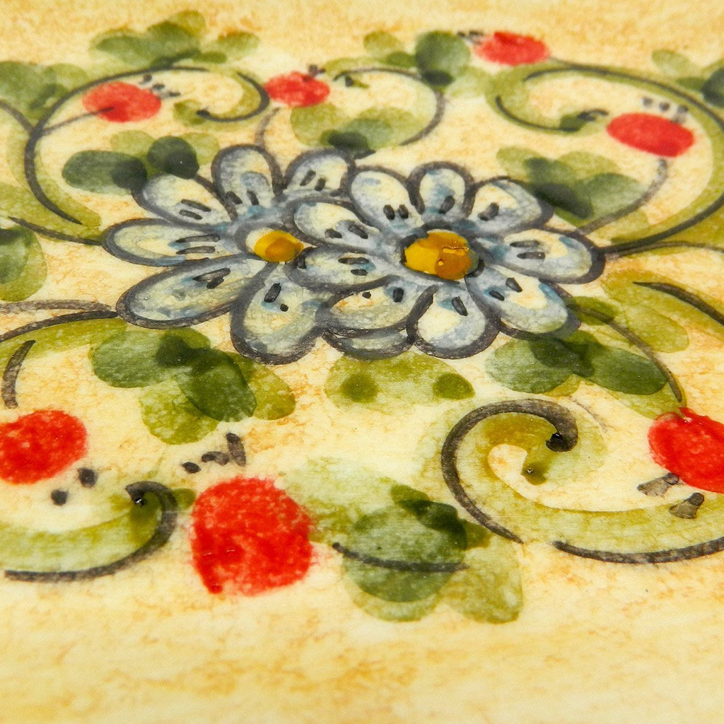 Handmade ceramic oval tray flowers - Ceramic of Gubbio - PepeGusto